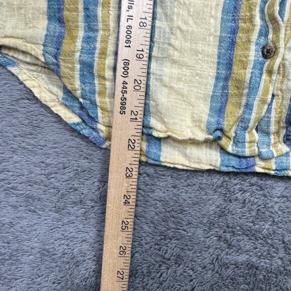 Toad&Co Womens Button Shirt Stripe Camp Cove Organic Cotton M Yellow Blue Top - Picture 4 of 5